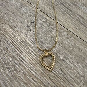 Monet Gold Heart Pendant Vintage  Necklace